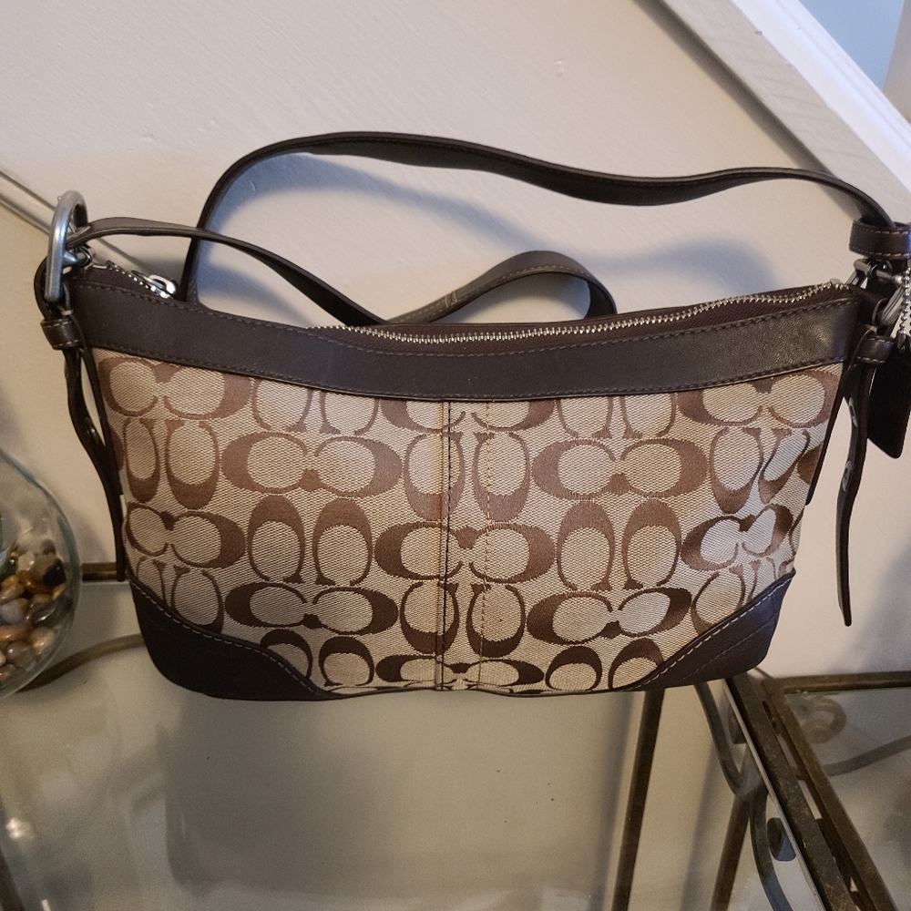 Coach Brown and Cream Leather Trim Shoulder Bag w/ matching Women Loafers 8.5
